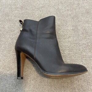 Coach Boots Womens Size 6 Brown Leather Ankle Zip High Stiletto Heel Jemma